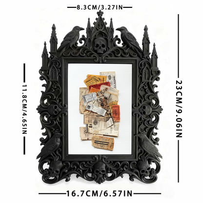 Sleek Gothic Dark-style Photo Frame | Dark Academia Fountain Pen Shop Decor, Photo Ornament, Wall-mountable & Tabletop, Minimalist Waterproo