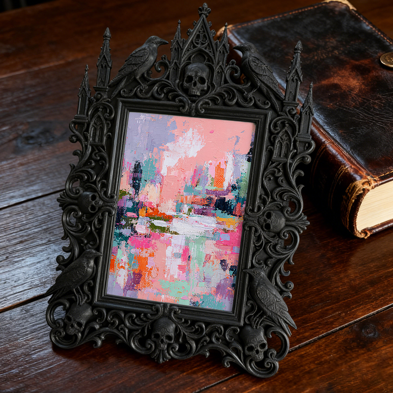 Must-have Gothic Dark-style Photo Frame | Ghost Themed Bed & Breakfast Decor, Photo Ornament, Wall/Table Dual-use, Cozy Waterproof Frame