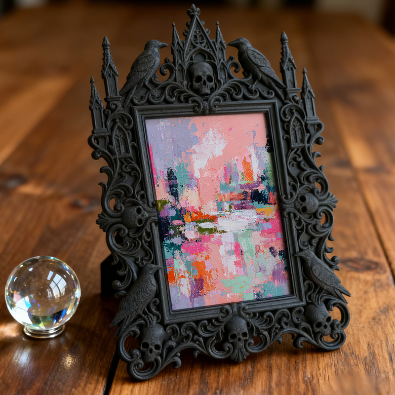 Must-have Gothic Dark-style Photo Frame | Ghost Themed Bed & Breakfast Decor, Photo Ornament, Wall/Table Dual-use, Cozy Waterproof Frame