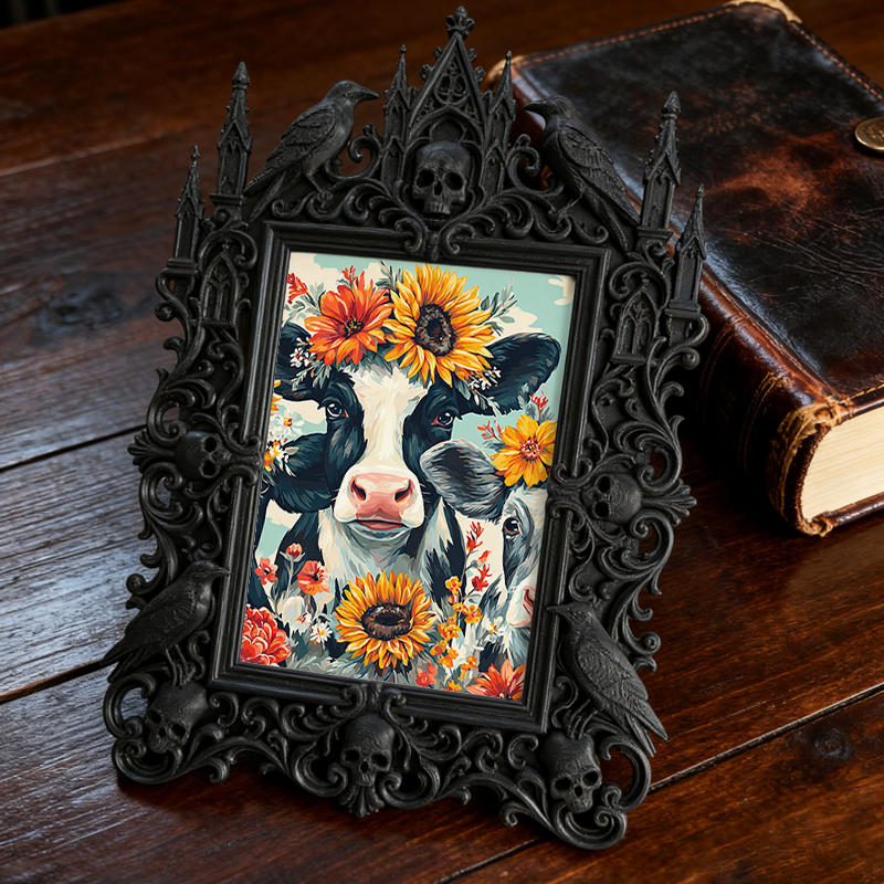 Rare Gothic Dark-style Photo Frame | Dark Fantasy Miniature Figurine Shop Decor, Photo Ornament, Wall-mountable & Tabletop, Collectible Wate