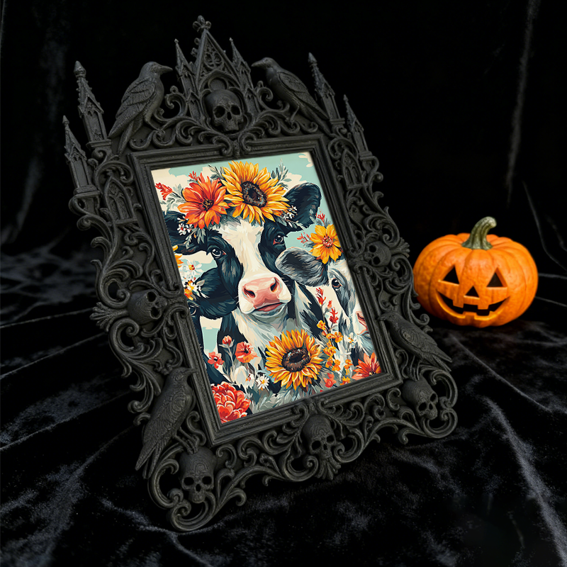 Rare Gothic Dark-style Photo Frame | Dark Fantasy Miniature Figurine Shop Decor, Photo Ornament, Wall-mountable & Tabletop, Collectible Wate