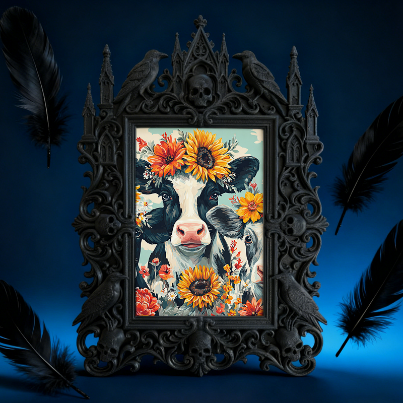 Rare Gothic Dark-style Photo Frame | Dark Fantasy Miniature Figurine Shop Decor, Photo Ornament, Wall-mountable & Tabletop, Collectible Wate