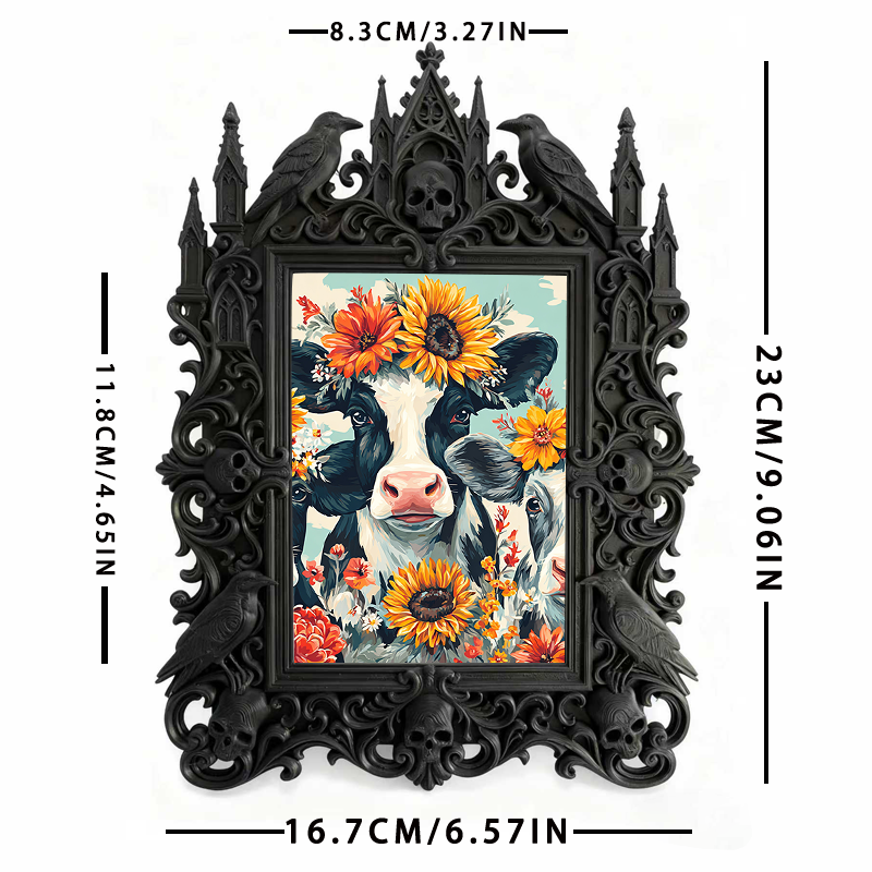 Rare Gothic Dark-style Photo Frame | Dark Fantasy Miniature Figurine Shop Decor, Photo Ornament, Wall-mountable & Tabletop, Collectible Wate