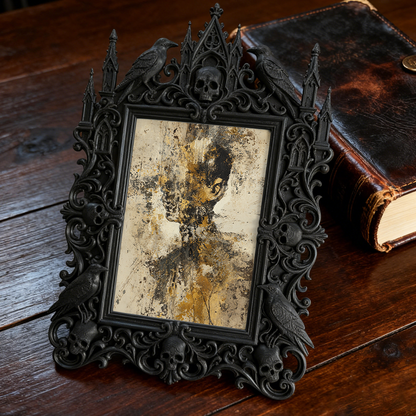 Sleek Gothic Dark-style Photo Frame | Gothic Skincare Handmade Shop Decor, Photo Ornament, Dual-use Display, Non-toxic Waterproof Frame