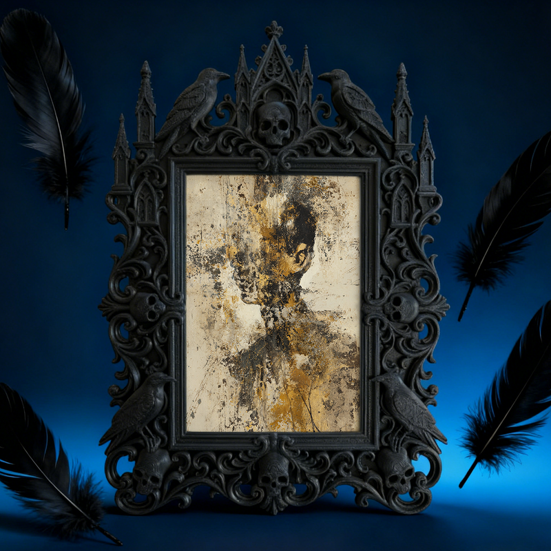 Sleek Gothic Dark-style Photo Frame | Gothic Skincare Handmade Shop Decor, Photo Ornament, Dual-use Display, Non-toxic Waterproof Frame