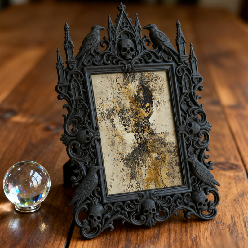 Sleek Gothic Dark-style Photo Frame | Gothic Skincare Handmade Shop Decor, Photo Ornament, Dual-use Display, Non-toxic Waterproof Frame