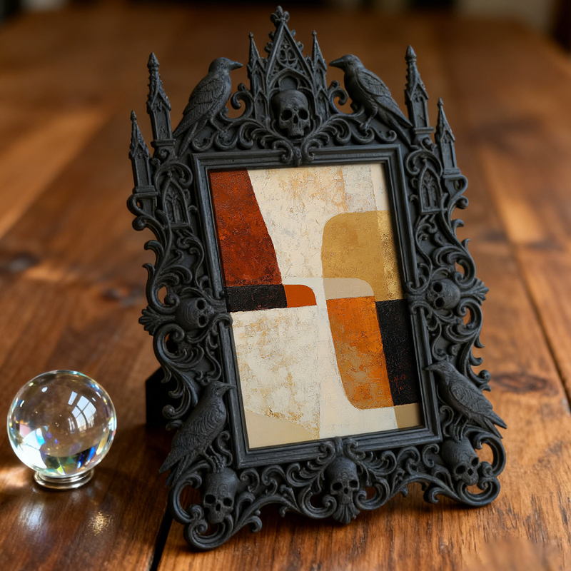 Exclusive Gothic Dark-style Photo Frame | Witchy Tarot Card Deck Shop Decor, Photo Ornament, Wall-mountable & Tabletop, Frosted Waterproof F