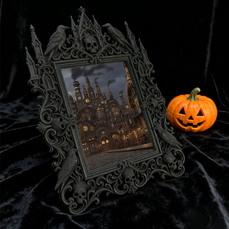 Chic Gothic Dark-style Photo Frame | Gothic Themed Laundry Room Decor, Photo Ornament, Wall/Table Dual-use, Moisture-proof Waterproof Frame