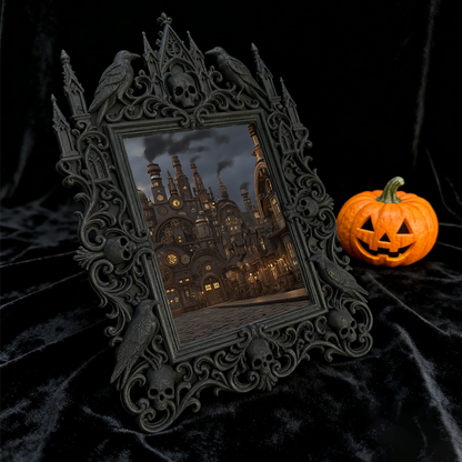 Chic Gothic Dark-style Photo Frame | Gothic Themed Laundry Room Decor, Photo Ornament, Wall/Table Dual-use, Moisture-proof Waterproof Frame