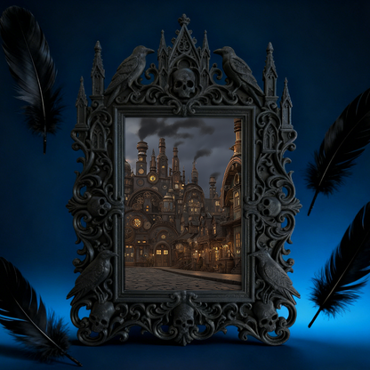 Chic Gothic Dark-style Photo Frame | Gothic Themed Laundry Room Decor, Photo Ornament, Wall/Table Dual-use, Moisture-proof Waterproof Frame