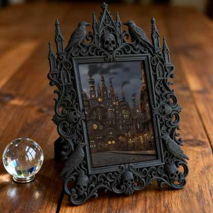 Chic Gothic Dark-style Photo Frame | Gothic Themed Laundry Room Decor, Photo Ornament, Wall/Table Dual-use, Moisture-proof Waterproof Frame