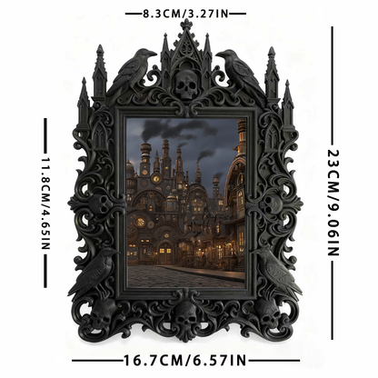 Chic Gothic Dark-style Photo Frame | Gothic Themed Laundry Room Decor, Photo Ornament, Wall/Table Dual-use, Moisture-proof Waterproof Frame