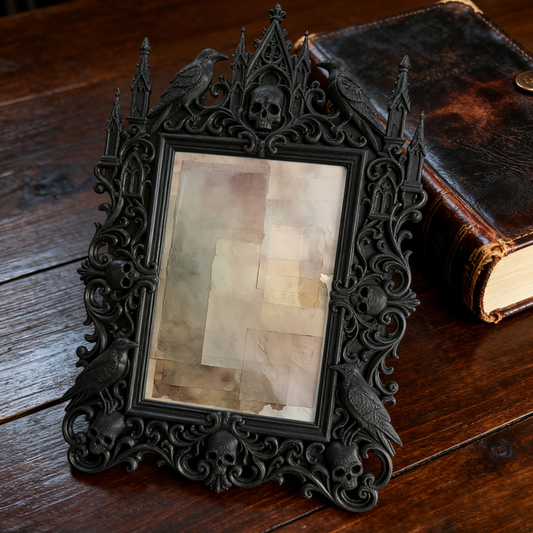 Rare Gothic Dark-style Photo Frame | Vampire Themed Wine Bar Decor, Photo Ornament, Dual-use Display, Elegant Waterproof Plastic Frame