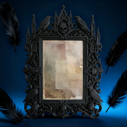 Rare Gothic Dark-style Photo Frame | Vampire Themed Wine Bar Decor, Photo Ornament, Dual-use Display, Elegant Waterproof Plastic Frame