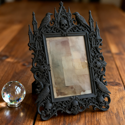 Rare Gothic Dark-style Photo Frame | Vampire Themed Wine Bar Decor, Photo Ornament, Dual-use Display, Elegant Waterproof Plastic Frame