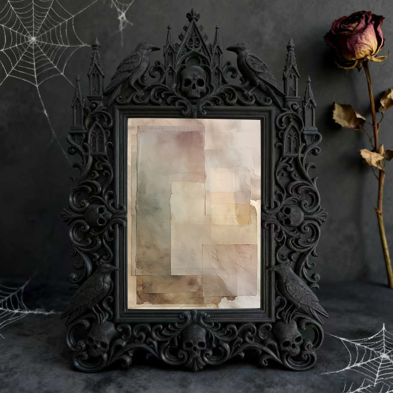 Rare Gothic Dark-style Photo Frame | Vampire Themed Wine Bar Decor, Photo Ornament, Dual-use Display, Elegant Waterproof Plastic Frame