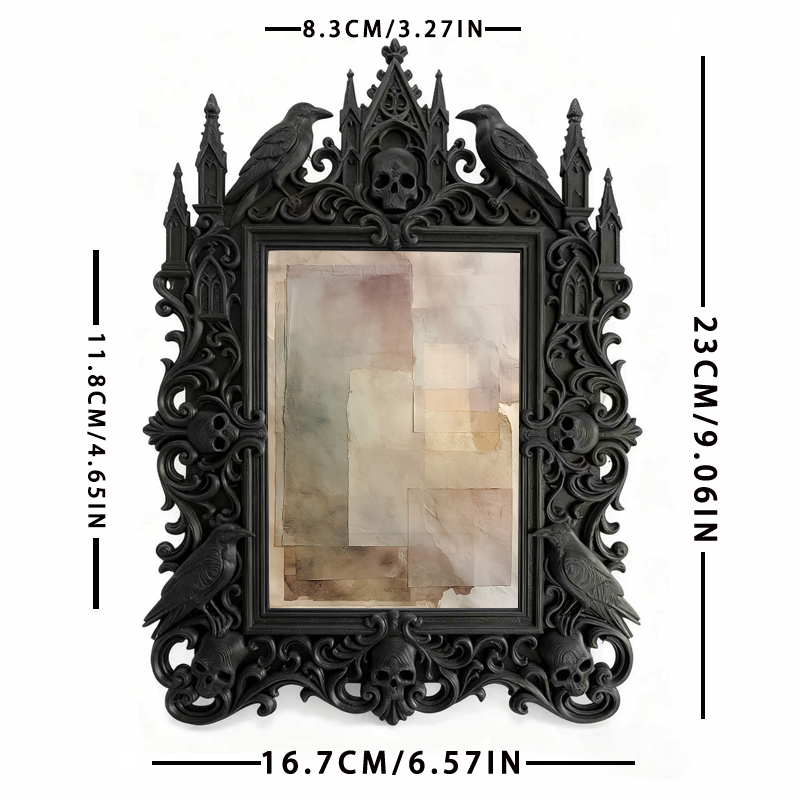 Rare Gothic Dark-style Photo Frame | Vampire Themed Wine Bar Decor, Photo Ornament, Dual-use Display, Elegant Waterproof Plastic Frame