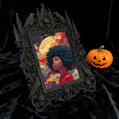 Sleek Gothic Dark-style Photo Frame | Dark Floral Dried Wreath Shop Decor, Photo Ornament, Wall-mountable & Tabletop, Natural Waterproof Fra