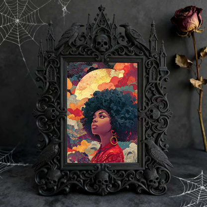Sleek Gothic Dark-style Photo Frame | Dark Floral Dried Wreath Shop Decor, Photo Ornament, Wall-mountable & Tabletop, Natural Waterproof Fra
