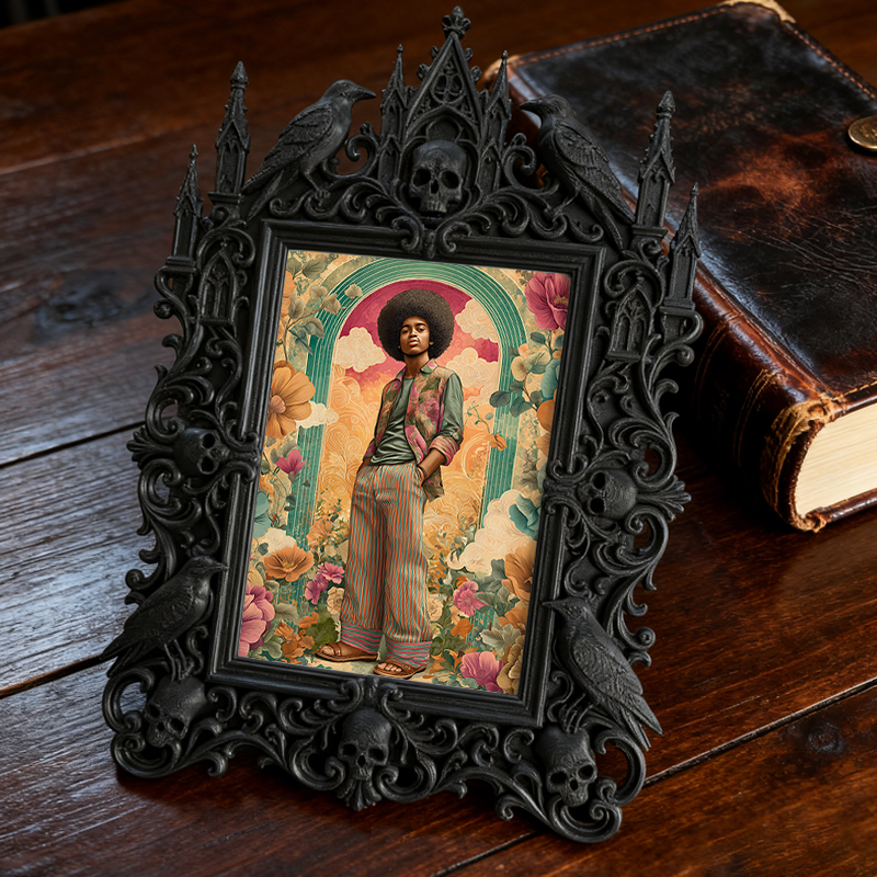 Exclusive Gothic Dark-style Photo Frame | Witchy Spell Jar Making Studio Decor, Photo Ornament, Dual-use Display, Sturdy Waterproof Frame