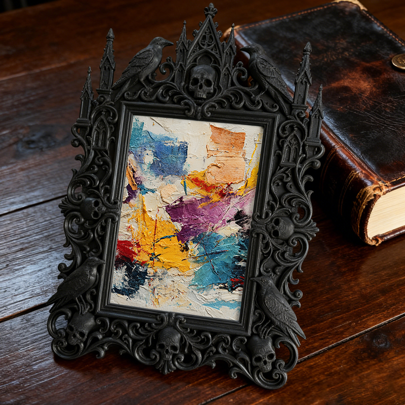 Chic Gothic Dark-style Photo Frame | Gothic Pet Collar Handmade Shop Decor, Photo Ornament, Wall-mountable & Tabletop, Cute Waterproof Frame
