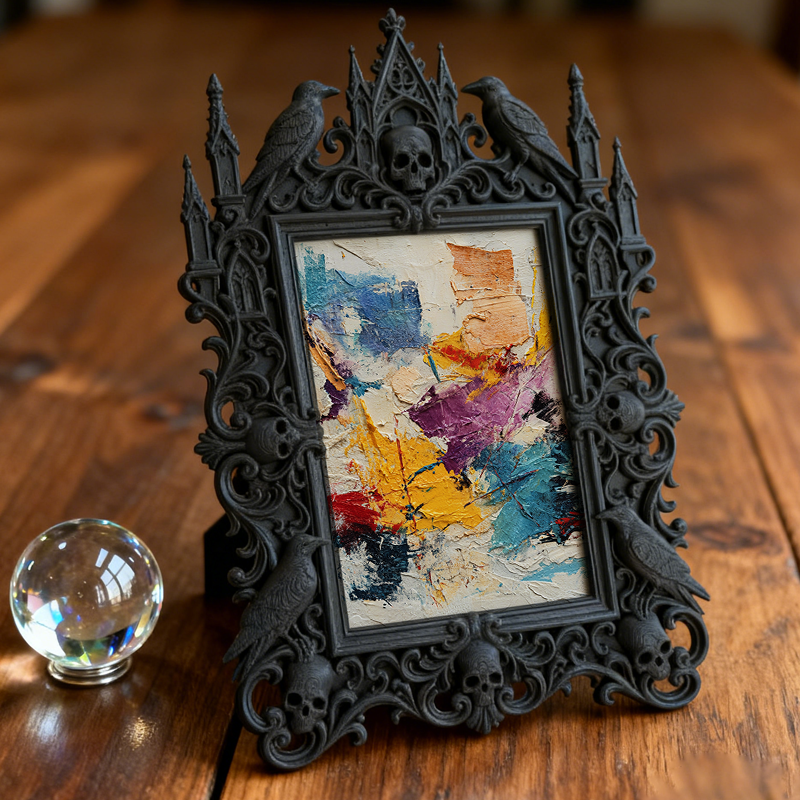 Chic Gothic Dark-style Photo Frame | Gothic Pet Collar Handmade Shop Decor, Photo Ornament, Wall-mountable & Tabletop, Cute Waterproof Frame
