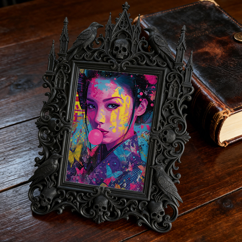 Must-have Gothic Dark-style Photo Frame | Haunted House Actor Green Room Decor, Photo Ornament, Wall/Table Dual-use, Durable Waterproof Fram