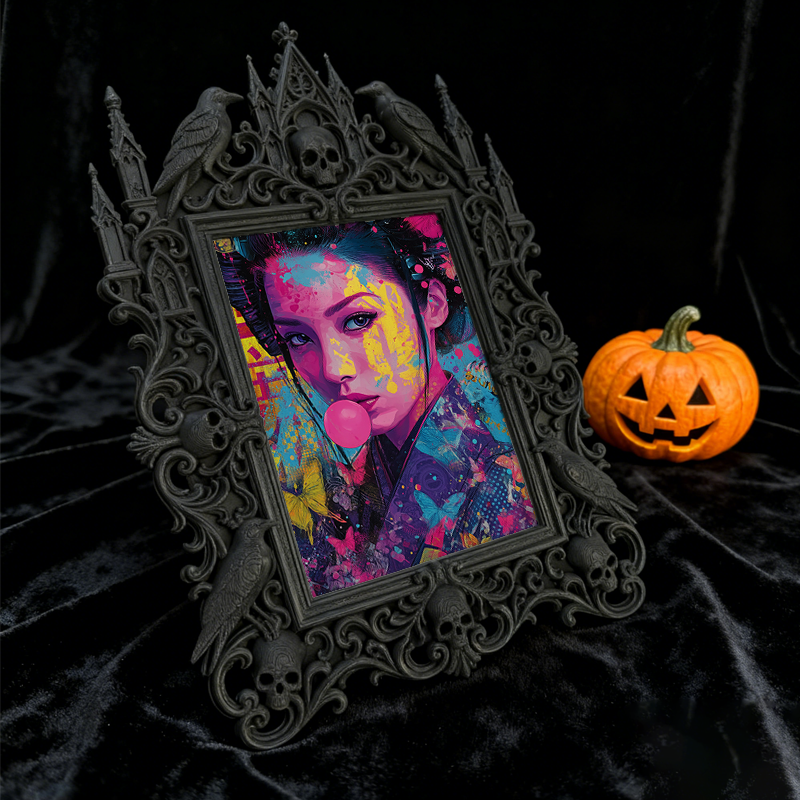 Must-have Gothic Dark-style Photo Frame | Haunted House Actor Green Room Decor, Photo Ornament, Wall/Table Dual-use, Durable Waterproof Fram