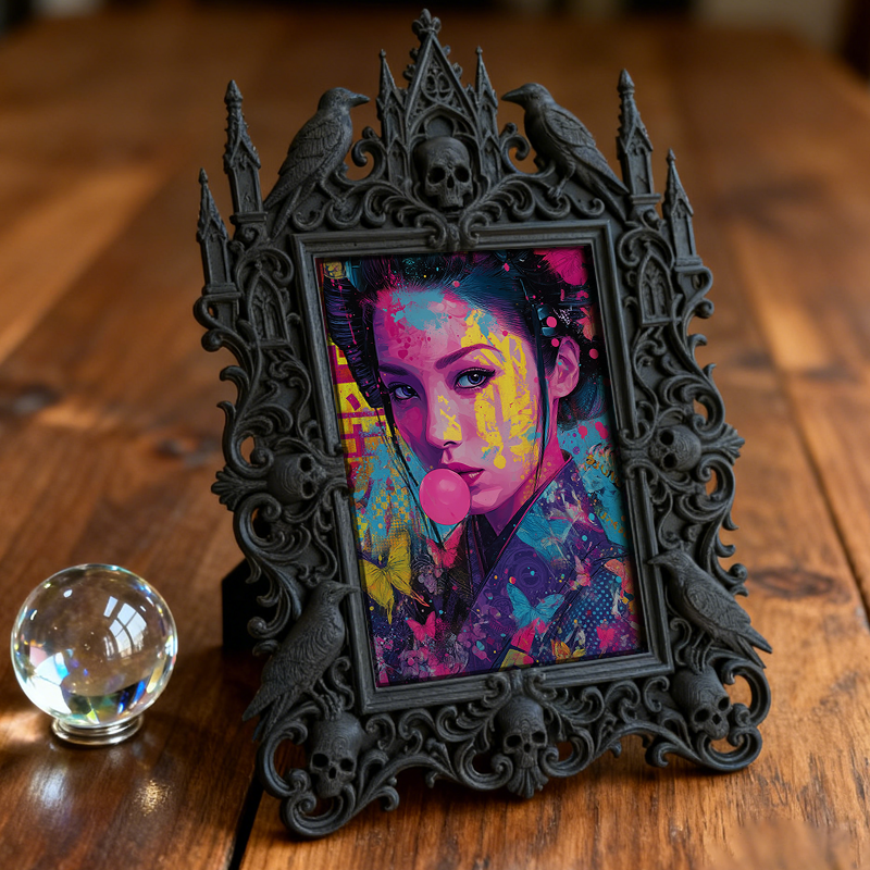 Must-have Gothic Dark-style Photo Frame | Haunted House Actor Green Room Decor, Photo Ornament, Wall/Table Dual-use, Durable Waterproof Fram