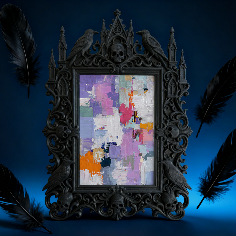 Rare Gothic Dark-style Photo Frame | Dark Fantasy Book Binding Studio Decor, Photo Ornament, Wall-mountable & Tabletop, Vintage Waterproof F