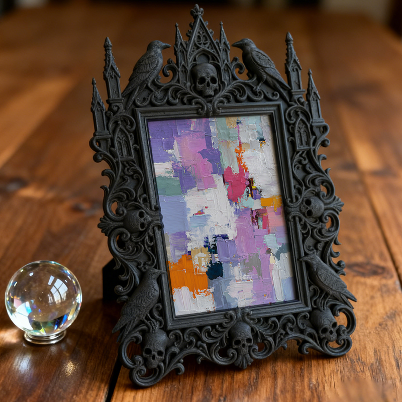 Rare Gothic Dark-style Photo Frame | Dark Fantasy Book Binding Studio Decor, Photo Ornament, Wall-mountable & Tabletop, Vintage Waterproof F