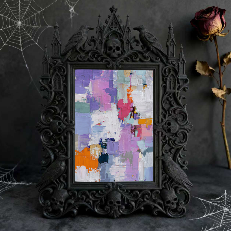Rare Gothic Dark-style Photo Frame | Dark Fantasy Book Binding Studio Decor, Photo Ornament, Wall-mountable & Tabletop, Vintage Waterproof F