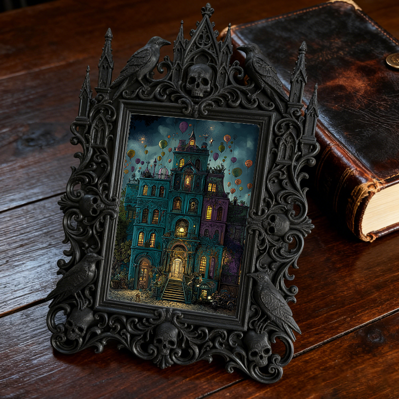 Sleek Gothic Dark-style Photo Frame | Gothic Candle Wick Shop Decor, Photo Ornament, Dual-use Display, Simple Waterproof Frame