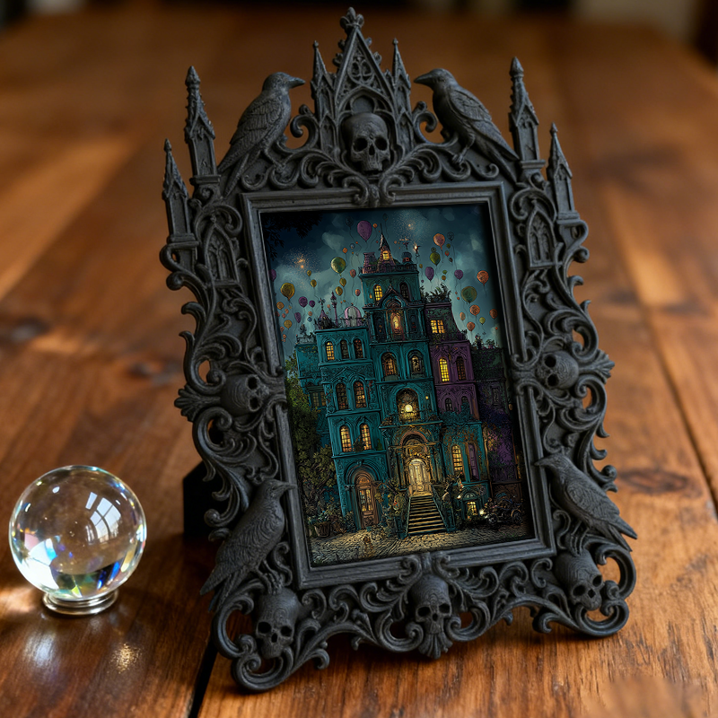 Sleek Gothic Dark-style Photo Frame | Gothic Candle Wick Shop Decor, Photo Ornament, Dual-use Display, Simple Waterproof Frame