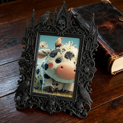 Exclusive Gothic Dark-style Photo Frame | Witchy Moon Phase Altar Decor, Photo Ornament, Wall-mountable & Tabletop, Celestial Waterproof Fra