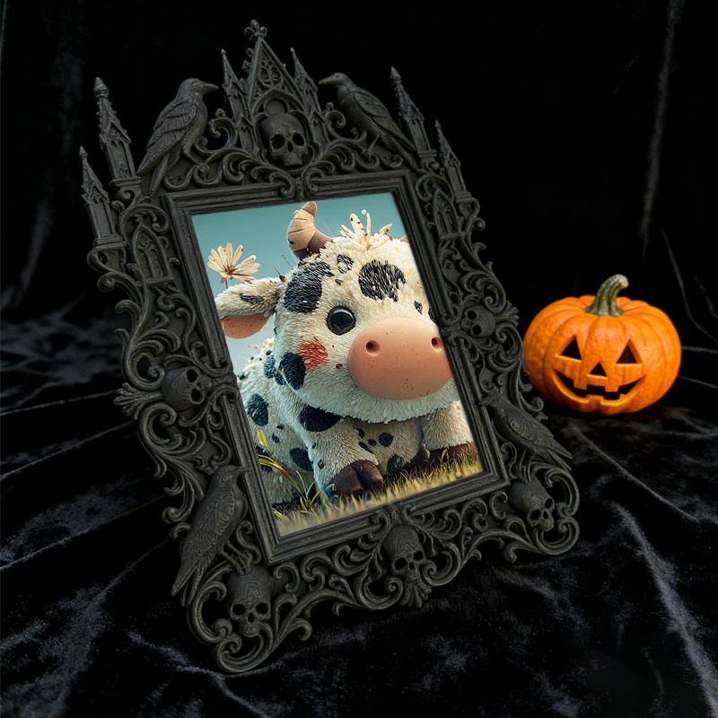 Exclusive Gothic Dark-style Photo Frame | Witchy Moon Phase Altar Decor, Photo Ornament, Wall-mountable & Tabletop, Celestial Waterproof Fra