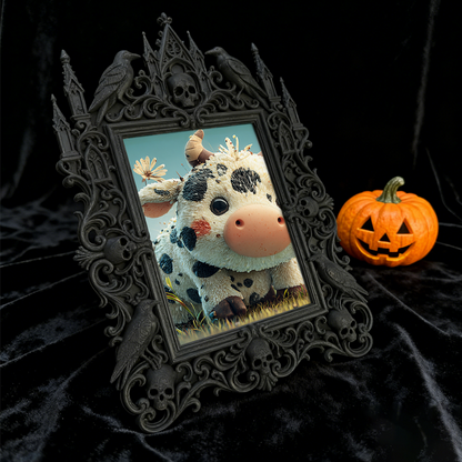 Exclusive Gothic Dark-style Photo Frame | Witchy Moon Phase Altar Decor, Photo Ornament, Wall-mountable & Tabletop, Celestial Waterproof Fra