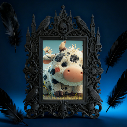 Exclusive Gothic Dark-style Photo Frame | Witchy Moon Phase Altar Decor, Photo Ornament, Wall-mountable & Tabletop, Celestial Waterproof Fra