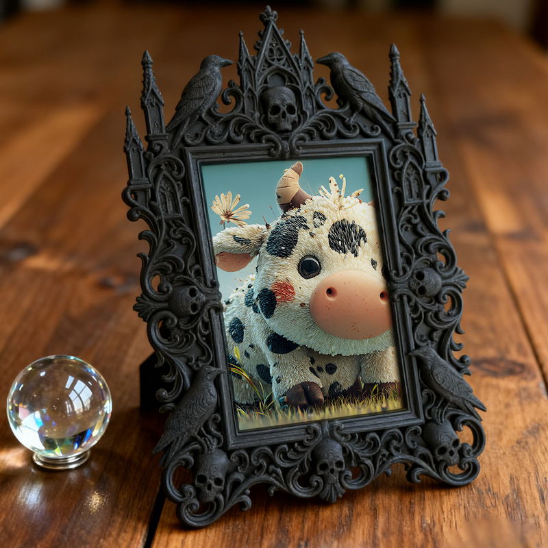 Exclusive Gothic Dark-style Photo Frame | Witchy Moon Phase Altar Decor, Photo Ornament, Wall-mountable & Tabletop, Celestial Waterproof Fra