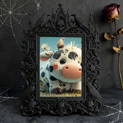 Exclusive Gothic Dark-style Photo Frame | Witchy Moon Phase Altar Decor, Photo Ornament, Wall-mountable & Tabletop, Celestial Waterproof Fra