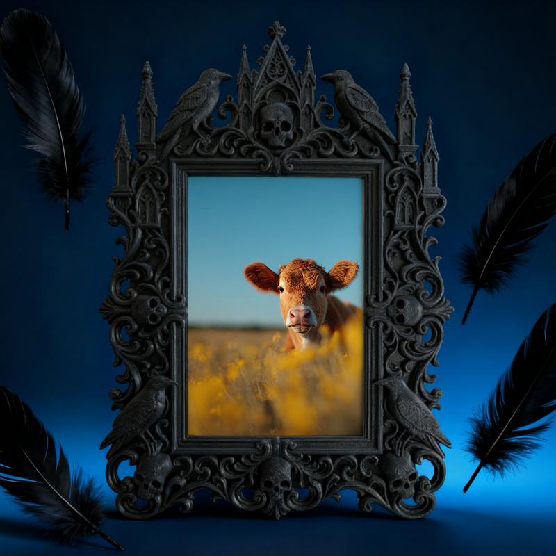 Rare Gothic Dark-style Photo Frame | Vampire LARP Weapon Craft Shop Decor, Photo Ornament, Dual-use Display, Realistic Waterproof Frame