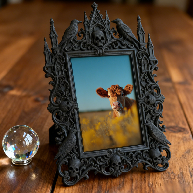 Rare Gothic Dark-style Photo Frame | Vampire LARP Weapon Craft Shop Decor, Photo Ornament, Dual-use Display, Realistic Waterproof Frame