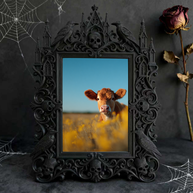 Rare Gothic Dark-style Photo Frame | Vampire LARP Weapon Craft Shop Decor, Photo Ornament, Dual-use Display, Realistic Waterproof Frame