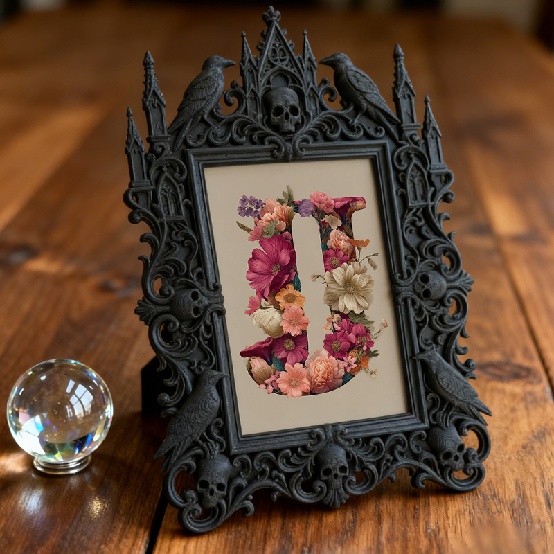 Sleek Gothic Dark-style Photo Frame | Dark Academia Notebook Shop Decor, Photo Ornament, Wall-mountable & Tabletop, Study-friendly Waterproo