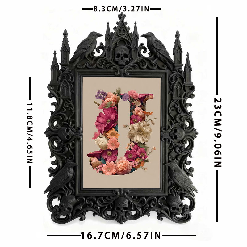 Sleek Gothic Dark-style Photo Frame | Dark Academia Notebook Shop Decor, Photo Ornament, Wall-mountable & Tabletop, Study-friendly Waterproo