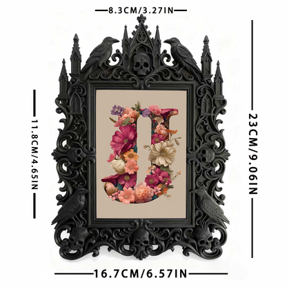 Sleek Gothic Dark-style Photo Frame | Dark Academia Notebook Shop Decor, Photo Ornament, Wall-mountable & Tabletop, Study-friendly Waterproo