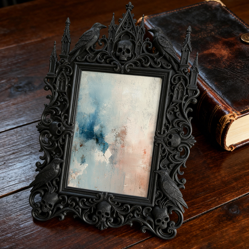 Chic Gothic Dark-style Photo Frame | Gothic Themed Garage Workshop Decor, Photo Ornament, Wall-mountable & Tabletop, Industrial Waterproof F