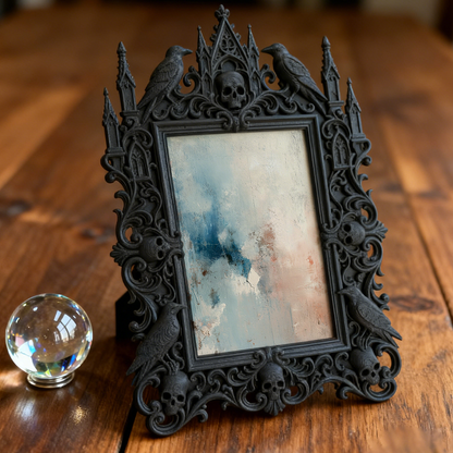 Chic Gothic Dark-style Photo Frame | Gothic Themed Garage Workshop Decor, Photo Ornament, Wall-mountable & Tabletop, Industrial Waterproof F