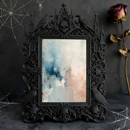 Chic Gothic Dark-style Photo Frame | Gothic Themed Garage Workshop Decor, Photo Ornament, Wall-mountable & Tabletop, Industrial Waterproof F