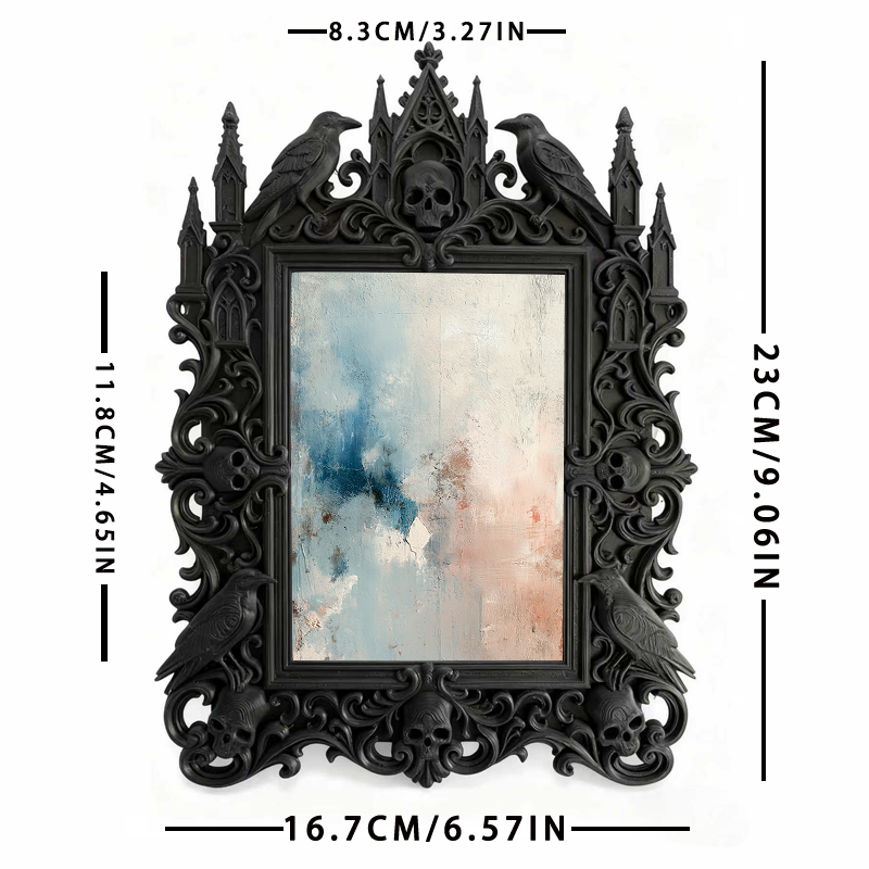 Chic Gothic Dark-style Photo Frame | Gothic Themed Garage Workshop Decor, Photo Ornament, Wall-mountable & Tabletop, Industrial Waterproof F